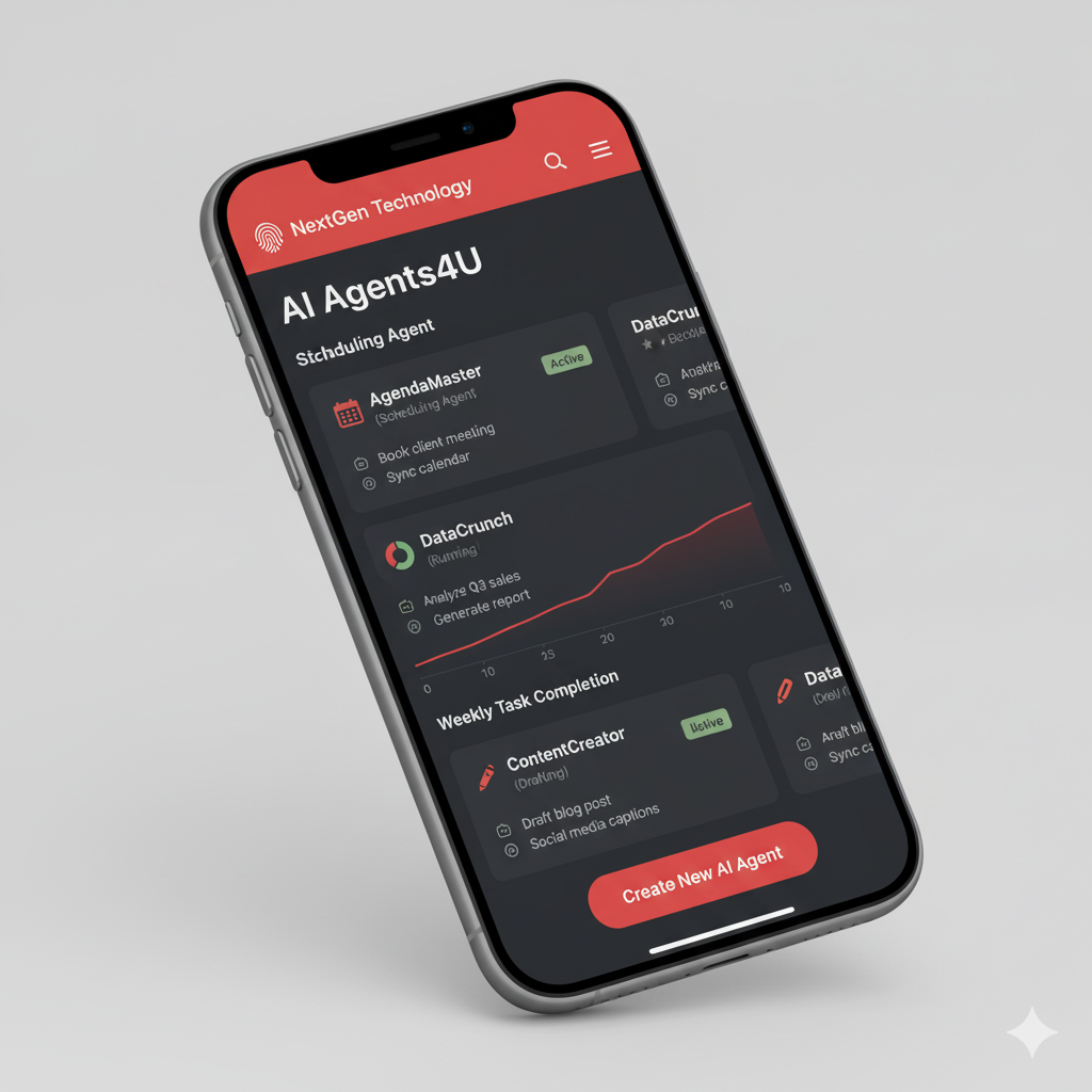 Mockup of the AI Agents4U workflow automation visualization