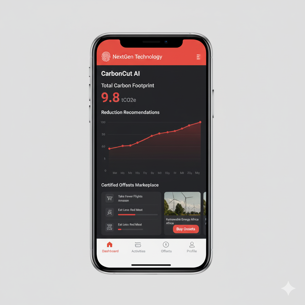Mockup of the CarbonCut AI dashboard