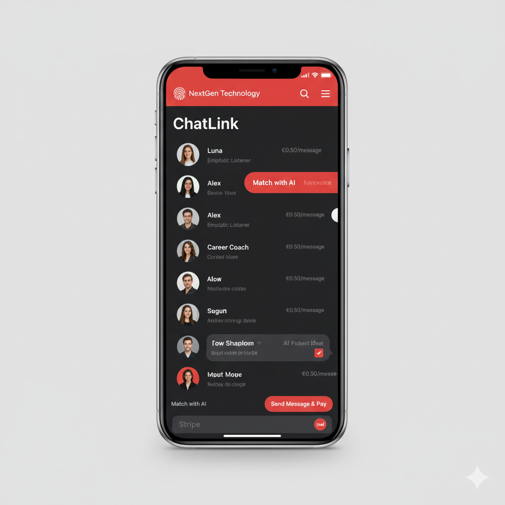 Mockup of the ChatLink mobile application