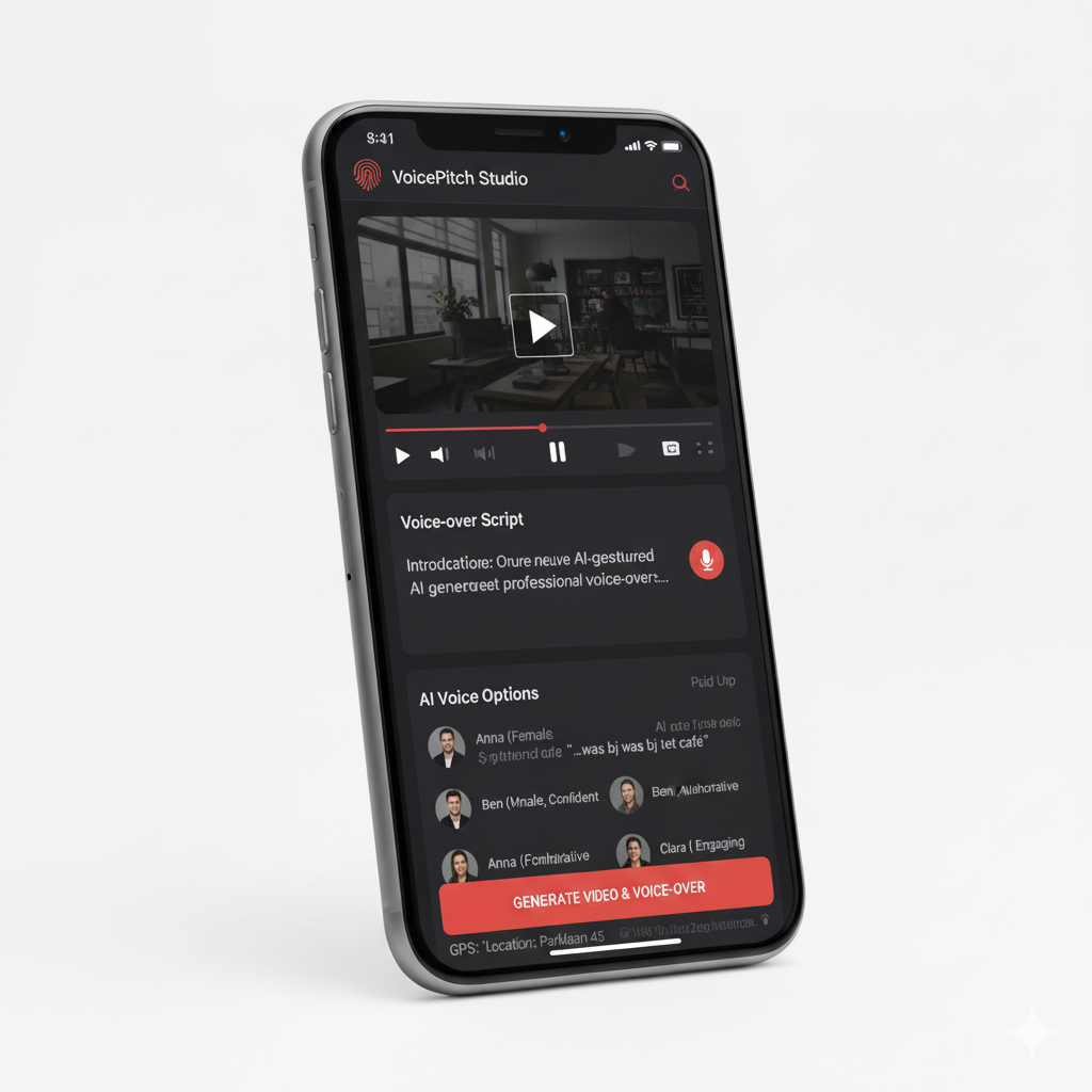 Mockup of the VoicePitch Studio creation interface